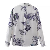 Bowknot Satin Printed Shirt In Spring And
