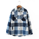 New Autumn Sanded Blouse Women's Lapel Single-Breasted Plaid