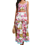 Spring Women's Sexy Splicing Bra Sling + High Waist Half-Dress Fashion Suit Women's
