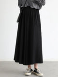 VEN Simple Elastic Waist Pleated Skirts Solid Women's A-line MIDI Long Skirt High Waisted Ladies Office 2022