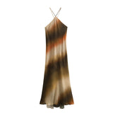 New Cotton And Linen Tie-Dye Printed Collar Dress