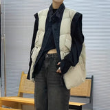 White Duck Velvet High-End Station Autumn And Winter New Down Vest Female Version Of Cowboy Stitching Fake Two Vest-Outfit