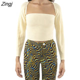 Women Wrapped Tops Y2K Style Knitted T-shirts Long Sleeve Solid Color Party Streetwear Tops Apricot / Rose Red / Green /