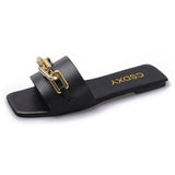 Zingj Large Sandals And Slippers For Women In Summer 2023 The New One-Shaped Metal Chain Is