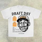 Men's T-Shirt 2024 Basketball Shirt Sports Style Short-Sleeved Cotton Print Loose T-Shirt Street Hip-Hop Blouse Short