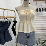 Women's Clothing Out-Of-Shoulder Hanging Neck Small Sling Vest Outside Wearing Braided Short Sleeveless Top