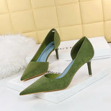 Zingj Fashion Sexy Thin, High, Shallow Pointed Cloth Side Hollow Women's Single