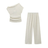 New Knitted Body Dress Solid Color Trouser Set