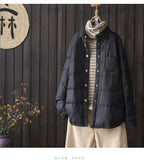 Literary Pure Color Shirt Collar Light Down Jacket Shirt Female Autumn And Winter 2024 New White Duck Down Fashion Down Jacket Coat-Outfit