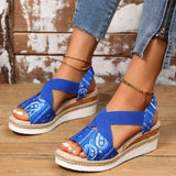 New Fish Mouth Bow Buckle Thick Bottom Slope Sandals Women's Large Size Hemp Rope Bottom Flat Bottom Women