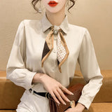 Shot Spring New Tie Foreign Style Bow Chiffon Shirt Long Sleeve Shirt Female Jacket