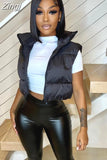 Fashion Autumn Stand Collar Cotton Vests Women Elegant Solid Simple Zipper Coats Women Casual High Waisted Vests
