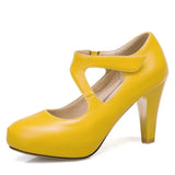 Sgesvier 2020 Plus size 32-48 women pumps thick high heels platform party shoes summer shallow shoes woman black