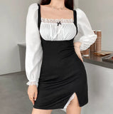 Slim Wrinkled Lace Maid DressOutfit