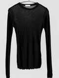 Quality Plain T Shirt Women Cotton Elastic Basic T-shirts Female Casual Tops Long Sleeve Sexy Thin T-shirt see