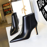 Zingj Fashion And Simple Sexy Nightclub Winter Side Zipper High Heel Pointed Pedicure Show Thin And Bare