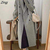 Style Wool Women Thicker Retro Wide-waisted Minimalist Chic Autumn Basic New Lady Outerwear All-match Pure Ulzzang