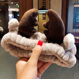 New OMG Letter Coral Fleece Wash Face Bow Hairbands For Women Girls Headbands Headwear Hair Bands Turban Hair