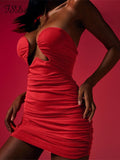 Strapless Mini Bodycon Dress Women Black 2022 Summer Sexy Sleeveless Y2K Party Dresses Elegant Club Outfits