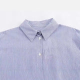 Spring Style Hollowed-Out Embroidered Striped Shirt