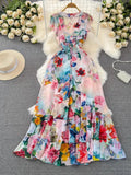 High-End Socialite Temperament Short-Sleeved Lapel Waist Show Thin A-Character Printed Shirt