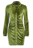 Ruched Velvet Shirt Mini Dress- Outfit