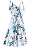 Summer V-neck Printed Dress Women's Pleated Pocket Large Swing Suspender Skirt Temperament Casual Plus Size Women's