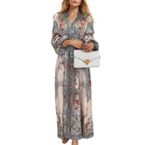 Dress Women's New Elegant Temperament V-Neck Fashion Print Long-Sleeved