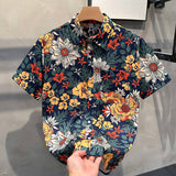 Short Sleeve Flower Shirt Men's Summer 2025 New Premium Sense Hawaiian Beach Half-Sleeved Shirt Youth