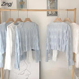 Women Trendy Hook-Flower-Hollow Lovely Sun Protection Elegant Summer Long Sleeve Party Girls Open Stitch Soft