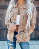 Zingj Fall 2024 New Casual Fashion Corduroy Rivet Long Sleeve Jacket