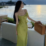 Zingj New Elegant French Dress Advanced Feeling Swing Collar Slit Evening Dress Double Slip