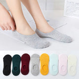 pieces = 5 pairs Women Invisible Solid Color Socks Slippers Ladies Polyester Cotton Non-slip Silicone Ankle Socks