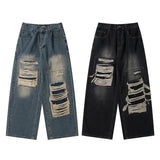 Retro Distressed Patch Ripped Design Niche Ripped JeansOutfit
