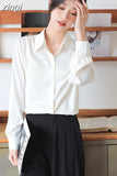 Women Shirt Long Sleeve Blouse 2023 Spring New Loose Ladies Tops Satin Women's White Shirt Basic Elegant Shirts and