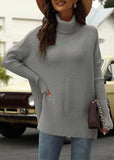 Zingj Autumn / Winter Turtleneck Sweater Female Lazy Wind Bat Sleeve Loose Fashion Head Sweater-Outfit