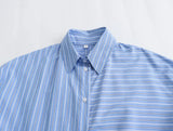 Autumn Style Stitched Striped Asymmetrical Loose Shirt