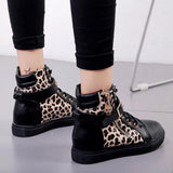Spring And Autumn New High-Top Canvas Shoes Women's Shoes Korean Version Tide Zipper Rivet Students Flat-Soled White
