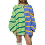 Zingj Wise Hot Style Autumn And Winter New Striped Knit Long Sleeve Hoodie Women-Outfit