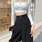 Zingj Wide Leg Pants Female Autumn High Waist Hanging Feeling Straight Tube Small Loose Casual Mop Floor Suit Pants Summer Thin Money-Outfit