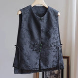 Chinese Style Vest Women's 2023 Summer New Round Collar Sleeveless Retro Style Jacquard Horse Clip With Black