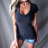 Pullover Solid Color Deep Sexy
