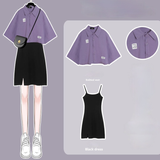 Women Sets Single Breasted Turn-down Collar Short Sleeve Shirts Design Asymmetrical Dress Summer Mujer Fashion 2 Piece