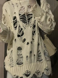 Y2k Aesthetic Holes Hollow Out Womens Sweater Grunge Loose Cardigan Mujer Fashion Harajuku Streetwear Casual Pull