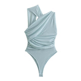New Silk Mesh Slim Sexy Asymmetrical Jumpsuit