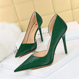 Zingj Sexy Nightclub Show Thin, High, Shallow Pointed Snake Side Hollow Heels Single