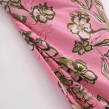 Spring Round-Collar Sleeveless Print Hollowed-Out Dress
