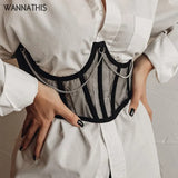 Belts for Women Lace up Wide Belt Mesh Elegant Women Metal Chain Straps Female Stretchy Wide Belt Ladies