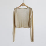 Zingj Silk Cardigan Long-Sleeved Buttonless Shawl Ultra-Thin Knitted Sunscreen Shirt With V-Collar Of Women's Air-Conditioning