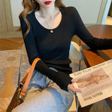 Zingj Neck Sweater 2023 New Female White Bottomed Sweater With Spring And Autumn Thin Sweater Long Sleeves Early Autumn